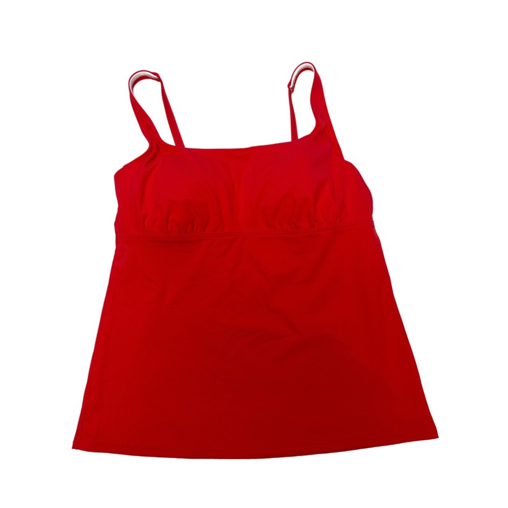 Land's End Women's Tankini Swim Top Sz. 12 w/ Adjustable Straps & Cups Orange